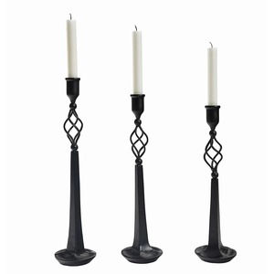 <b>Black</b> Iron <b>Candlestick</b> <b>Holder</b> Twisted Design Durable Home Decoration - Product Image 2