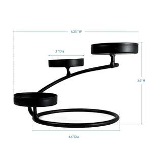 เชิงเทียนเหล็กสีดำทันสมัยสำหรับเทียนทีไลท์ พร้อมที่ใส่แก้วใส ตกแต่งบ้านอย่างหรูหรา - Product Image 4