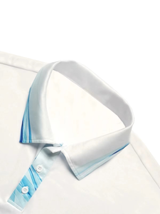 New Design <b>Men</b> Casual Cotton Polo <b>Shirts</b> Geometric Pattern Design Stylish Wave Print Collar & Hem <b>Men's</b> Short Sleeve Polo <b>Shirt</b> - Product Image 5