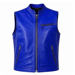 Gilet moto décontracté en cuir PU personnalisé pour homme, respirant, col en V, fermeture boutonnée, sans manches, vêtement d'extérieur d'hiver pour motard - Product Image 1