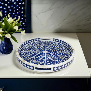 Plateaux décoratifs en mosaïque de haute qualité, chargeur, manche en nacre incrustée, plateau de service, taille personnalisée par FWE - Product Image 1