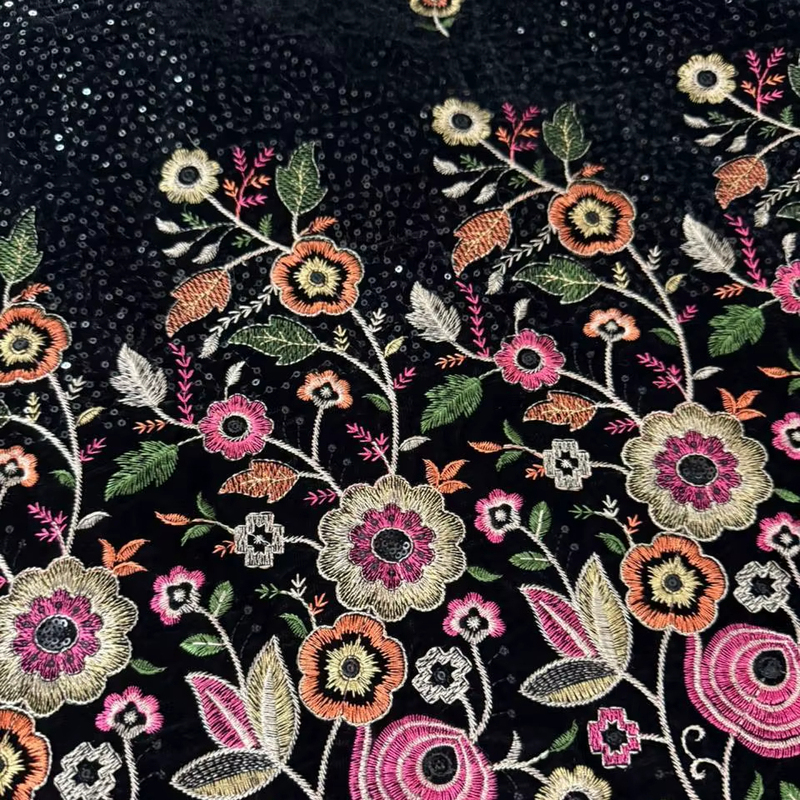 Ethnic Indian Multi Color Embroidery Fabrics