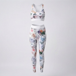 Ensemble de yoga taille haute personnalisé imprimé en couleur pour femme – Tenue de sport et fitness à séchage rapide pour l'exercice - Product Image 1