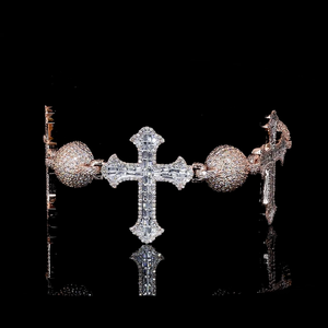 Custom Cross Fine Chain Link Bracelets <b>Men</b> IGI Certified VVS Moissanite Diamond Hip Hop Style Rose Gold Fine Jewelry Gift - Product Image 4