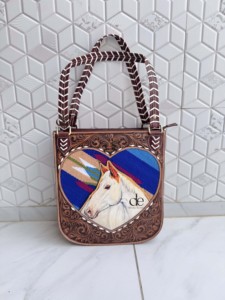 2026 New Designer Hand Tooled Leather Hand Printed With Saddle Blanket Tote <b>Bag</b> Hot Sale Brown Colour Women's Daily Use Handbag - Product Image 4