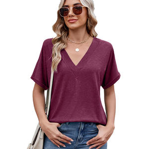 T-shirt court à manches courtes en coton et élasthanne 240 g/m², finition délavée vintage, col rond, pour femme, style Hot Girl, uni - Product Image 2