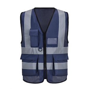Factory Custom Logo Construction Traffic Control Wear Zipper High Visibility Reflective Strips Multiple Pockets Safety Vest - Product Image 1