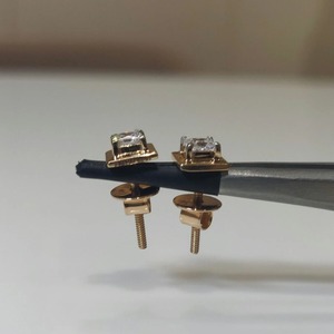 14K Yellow Gold 0.50ct Lab Grown Princess Cut Diamond <b>Stud</b> Earrings Minimalist Everyday Jewelry Women Anniversary Party - Product Image 6