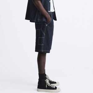 Custom Men's Snow Wash Acid Wash Denim Cargo <b>Shorts</b> High Waist Breathable Hip Hop Style 100% Cotton <b>Woven</b> Fabric Summer - Product Image 2