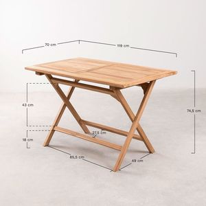 Premium Solid Teak Wood Weather Resistant Rectangular <b>Folding</b> Garden <b>Table</b> Natural Finish - Product Image 1