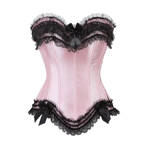 Women's <b>Yellow</b> Satin Corset Bustier Top with Ruched <b>Lace</b> Overbust Design and Waist Cincher - Product Image 4