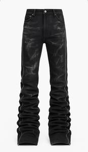 Men's Plus Size High Waist Regular Fit Casual Black Motorbike <b>Jeans</b> <b>Button</b> Fly 100% Cotton High Quality - Product Image 3