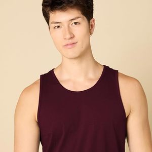 เสื้อกล้ามผู้ชายสีแดงเบอร์กันดี คอกลม ผ้าถัก สวมใส่สบาย ไซส์ใหญ่ - Product Image 2