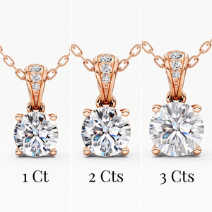 จี้เพชรทรงกลมเจียระไนแบบบริลเลียนท์ 18K โรสโกลด์ ประดับเพชรเลี้ยงในห้องปฏิบัติการ รับรองโดย IGI ของขวัญแต่งงานสำหรับผู้หญิง - Product Image 1