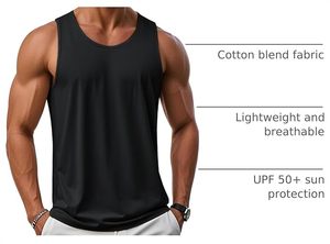 Men's Black Sleeveless Tank Top Solid Color O-Neck Quick Dry Knitted Muscle <b>Vest</b> Casual Fit - Product Image 6
