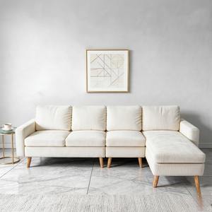 Sofá Seccional en Forma de L Tapizado en Corduroy Tradicional, Relleno de Espuma, Sofá de Dos Plazas para Espacios Pequeños, Sala de Estar, Oficina, Escuela - Product Image 2