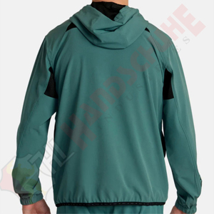 Veste coupe-vent pour homme, vert turquoise, à capuche, avec fermeture éclair, poche zippée sur la poitrine, légère, sportive, décontractée, élégante, vêtements d'extérieur - Product Image 2