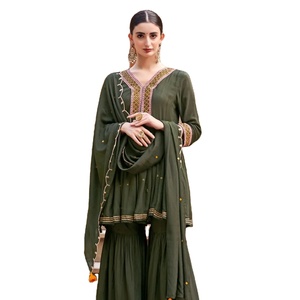 Latest Dhwaja Export Multi Color Heavy Embroidered Mas- Line Women's <b>Kurtis</b> Set with Dupatta <b>Indian</b> & Pakistani Clothing - Product Image 1