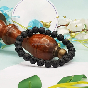 Lava Round Natural Bead Stone Bracelet for <b>Men</b> and Women Stretch Fashion Jewelry 8mm - Product Image 4