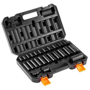 Set di 25 Chiavi a Bussola a Impatto da 3/8'' Profonde e Poco Profonde SAE 5/16''-1'' in Acciaio Legato Cr-Mo a 6 Punte per Riparazioni Auto - Product Image 4