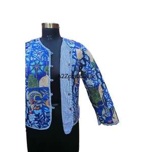 เสื้อแจ็คเก็ตคันธาทำมือแบบดั้งเดิม วินเทจ ผ้าฝ้าย 100% ใส่ได้สองด้าน ระบายอากาศได้ดี เสื้อผ้าสำหรับใส่ไปชายหาดสำหรับผู้หญิง - Product Image 6