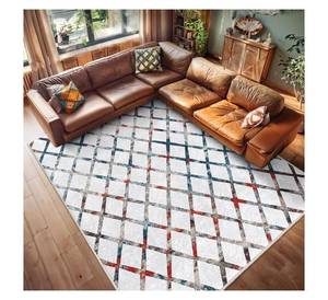 Tapis de luxe à motif diamant abstrait, tapis géométrique durable, tapis de sol réversible à carreaux colorés pour maison de campagne moderne et salon - Product Image 2