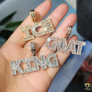 Collier tendance en moissanite avec pendentif lettre « ICE », style hip-hop, bijoux de mode pour homme - Product Image 2