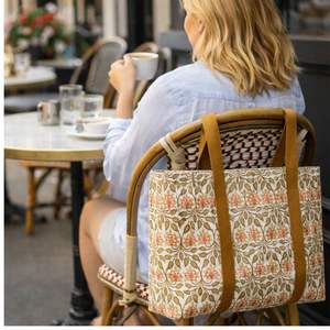 Bolsos Tote de Lona de Algodón Acolchados con Estampado a Mano de Jaipur, con Asas de Cuero, Bolsillo Interior, Duraderos, Ecológicos y Ligeros - Product Image 5