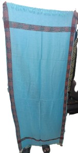 Chal Acrílico Azul Claro para Mujer, con Bordado Floral, Cálido, Suave y Ligero, Bufanda Étnica para Uso Diario en Invierno - Product Image 4