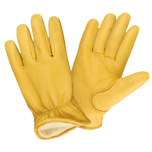 Wholesale Premium Cowhide Leather Winter Work <b>Gloves</b> <b>Fleece</b> <b>Lined</b> Yellow Style Durable & Warm for Construction - Product Image 1