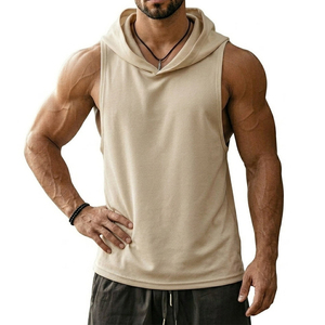 Custom Wholesale Cotton <b>Blend</b> Sleeveless Hooded Muscle Tank Men High Quality Fitness Gym Training Bodybuilding Tank Tops For Men - Product Image 5