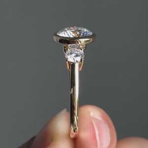 Lab Grown 1.51 CT Round Cut Diamond Three Stone <b>Ring</b> For Women's 14K Solid Gold Fine Engagement Surprise Gift For Girlfriends - Product Image 2