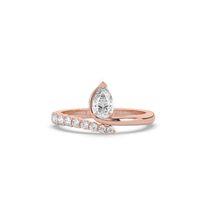 Anillo de Diamante Cultivado en Laboratorio con Corte Brillante en Forma de Pera de 0.62 Quilates, Oro de 14K/10K, Estilo Único, Ligero, Anillo de Compromiso para Mujer, Delicado - Product Image 2