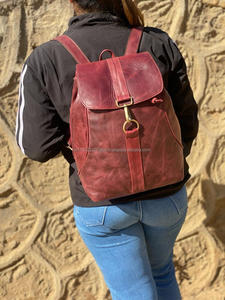 New Style Vintage Look Brown Crunch Leather Backpack Travel Backpack <b>Office</b> Leather Large Capacity Travel <b>Bag</b> <b>for</b> <b>Men</b> and Women - Product Image 4