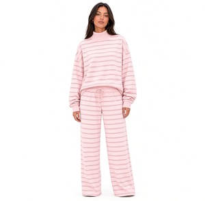 Conjunto de Ropa de Moda para Mujer, Sudadera con Cuello Alto, Pantalones Anchos a Juego, Cómodo para Uso Diario - Product Image 2