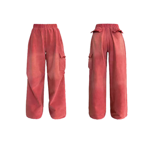 Men's Wide Leg Cargo Pants <b>Elastic</b> <b>Waist</b> Gradient Color Streetwear Casual <b>Trousers</b> - Product Image 1