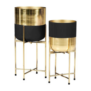 Maceta Metálica de Dos Tonos con Soporte de Hierro, Ecológica, Decorativa para Jardín, con Orificio de Drenaje - Product Image 3