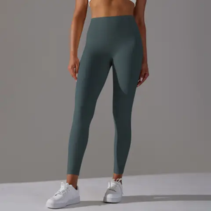 Leggings longs souples taille haute unis ajustés et élastiques pour femmes – Vente en gros personnalisée de leggings pour femmes - Product Image 3