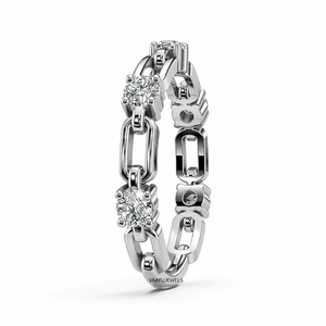 Anillo de Diamantes Cultivados en Laboratorio con Cadena de Eslabones, Moderno, Geométrico, Unisex, Chapado en Rodio, Oro de 10K, 14K, 18K, Plata 925, 935 - Product Image 4
