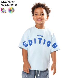 T-shirts en coton pour enfants personnalisés en gros, ODM, broderie, logo imprimé, couleurs unies, respirants, écologiques, manches courtes - Product Image 1