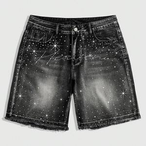 Pantalones Cortos de Mezclilla para Hombre OEM/ODM, Estilo Retro, Corte Recto, Borde Deshilachado, Cintura Elástica, Transpirables - Product Image 1