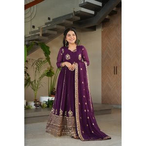 Beautiful Polyester Lehenga Choli Party Wear Gown and Dupatta - Product Image 1