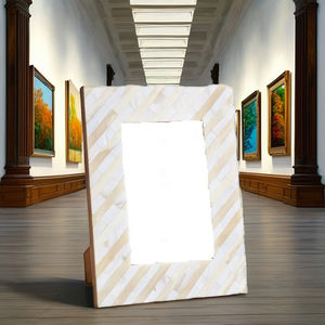 Cadre photo 4x6 en bois sculpté à la main, blanc et or, style vintage antique, pour bureau et mur, cadeau de mariage, décoration rustique murale - Product Image 2