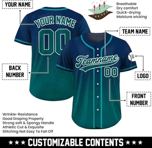 Maillot de baseball boutonné respirant pour homme Logo d'équipe sportive personnalisable en gros et maillot sublimé avec nom personnalisé - Product Image 2