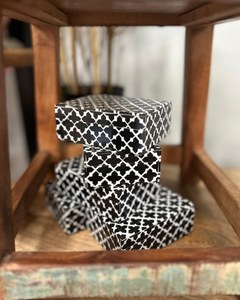 Hexagon Wooden <b>Box</b> Set Black White Geometric Pattern Handmade Tabletop Decoration Modern Home Decor Craft Gift - Product Image 1