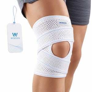 Genouillère Webson respirante et réglable avec compression, en caoutchouc naturel/PVC, fermeture auto-agrippante pour le sport et le fitness, unisexe - Product Image 4
