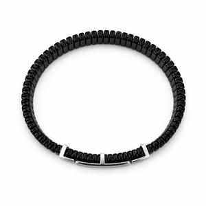 925 Sterling <b>Silver</b> Black Link Bracelet Cubic Zirconia High Polish Geometric <b>Mens</b> <b>Bangle</b> Modern Design for Wedding Party Daily W - Product Image 3