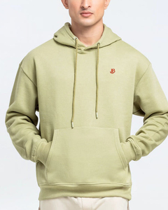 <b>Mens</b> Light Green Hooded Sweatshirt Regular Fit Cotton Fleece Casual <b>Pullover</b> With Front Pocket Autumn Wear - Product Image 3