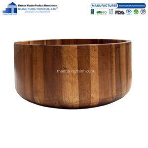 Bol en bois naturel de qualité supérieure, motif naturel, lavage à la main uniquement, écologique, antibactérien, fabriqué au Vietnam - Product Image 2