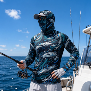 Sudadera con capucha de pesca de marca privada de 200 g/m² con máscara y braga de cuello elástica para pesca en alta mar, para minoristas - Product Image 6